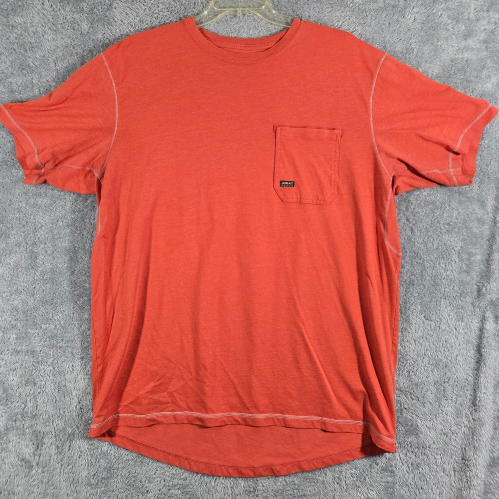 Ariat Rebar Mens 3XL Tall Orange Short Sleeve Pocket Work T-Shirt Mesh Vent